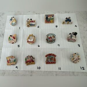 Set of 12 Enamel Disney Adventures exclusive rare Pins - Multi Color
